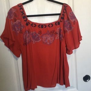 Women’s cloud chaser embroidered red top sz XL